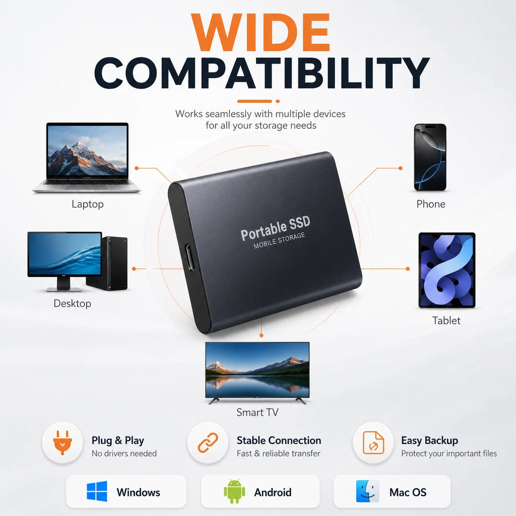 Portable External Hard Drive 1TB 2TB Slim Body Mobile Hard Disk