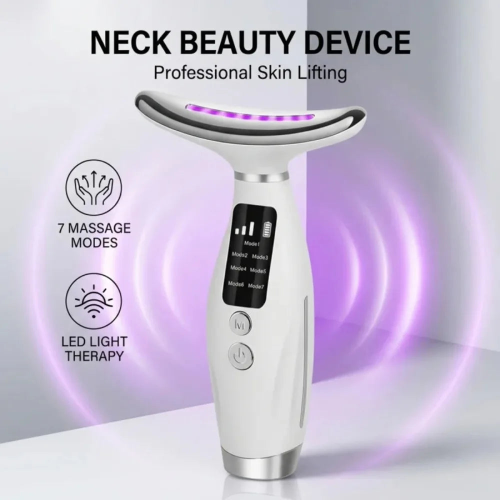 Neck Face Lifting Massager 7 Colors Light LED Photon Therapy Skin