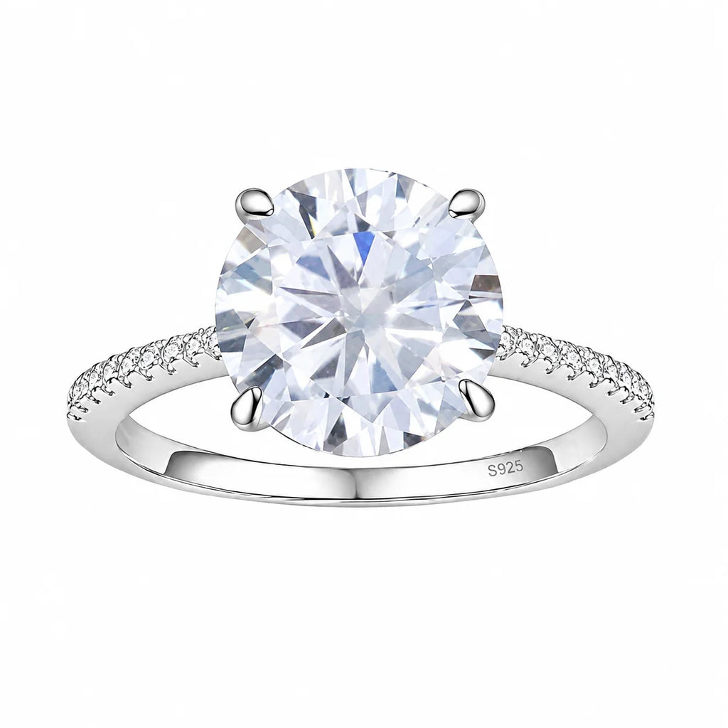 Women’s 2CT Round‑Cut CZ Promise Engagement Ring, 18K White Gold Plated Solitaire