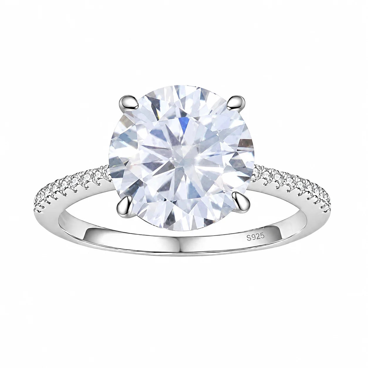 Women’s 2CT Round‑Cut CZ Promise Engagement Ring, 18K White Gold Plated Solitaire