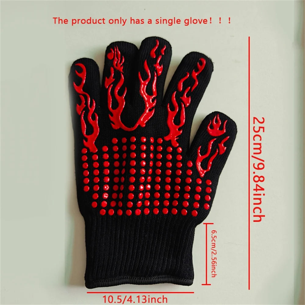 1pc Universal Anti-Slip Heat-Resistant Barbecue Oven Gloves Fireproof Kitchen Cooking Gloves Suitable for High Temperatures