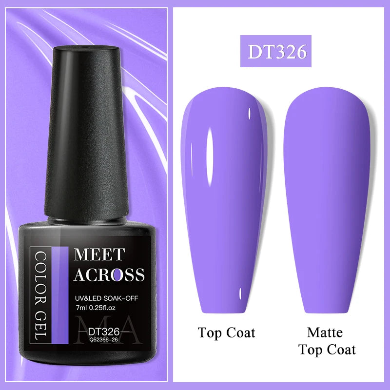 MEET ACROSS 7ml Purple Nail Gel Polish Semi Permanent Nail Art For Nails Decoration