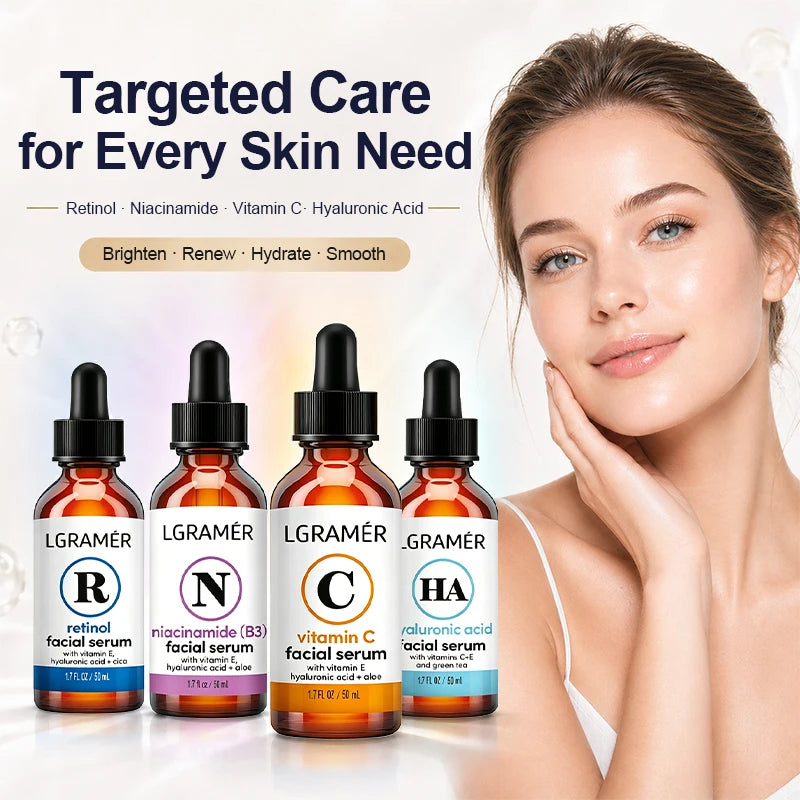 Vitamin C Retinol Niacinamide Hyaluronic Acid 4 Bottles Facial Serum