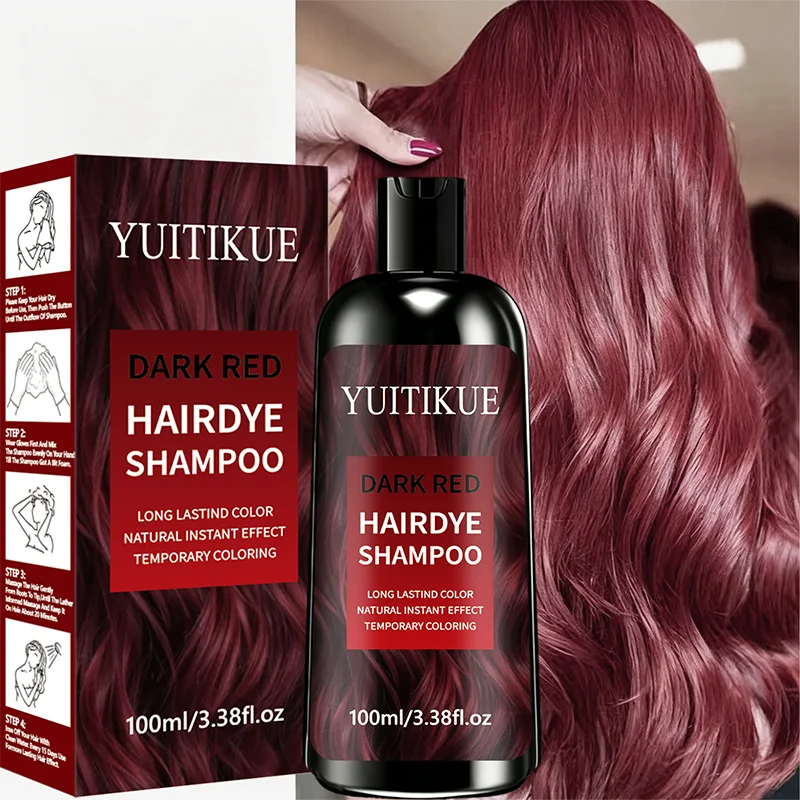 YUITIKUE Dark Red Hair Dye Shampoo 100ml Instant