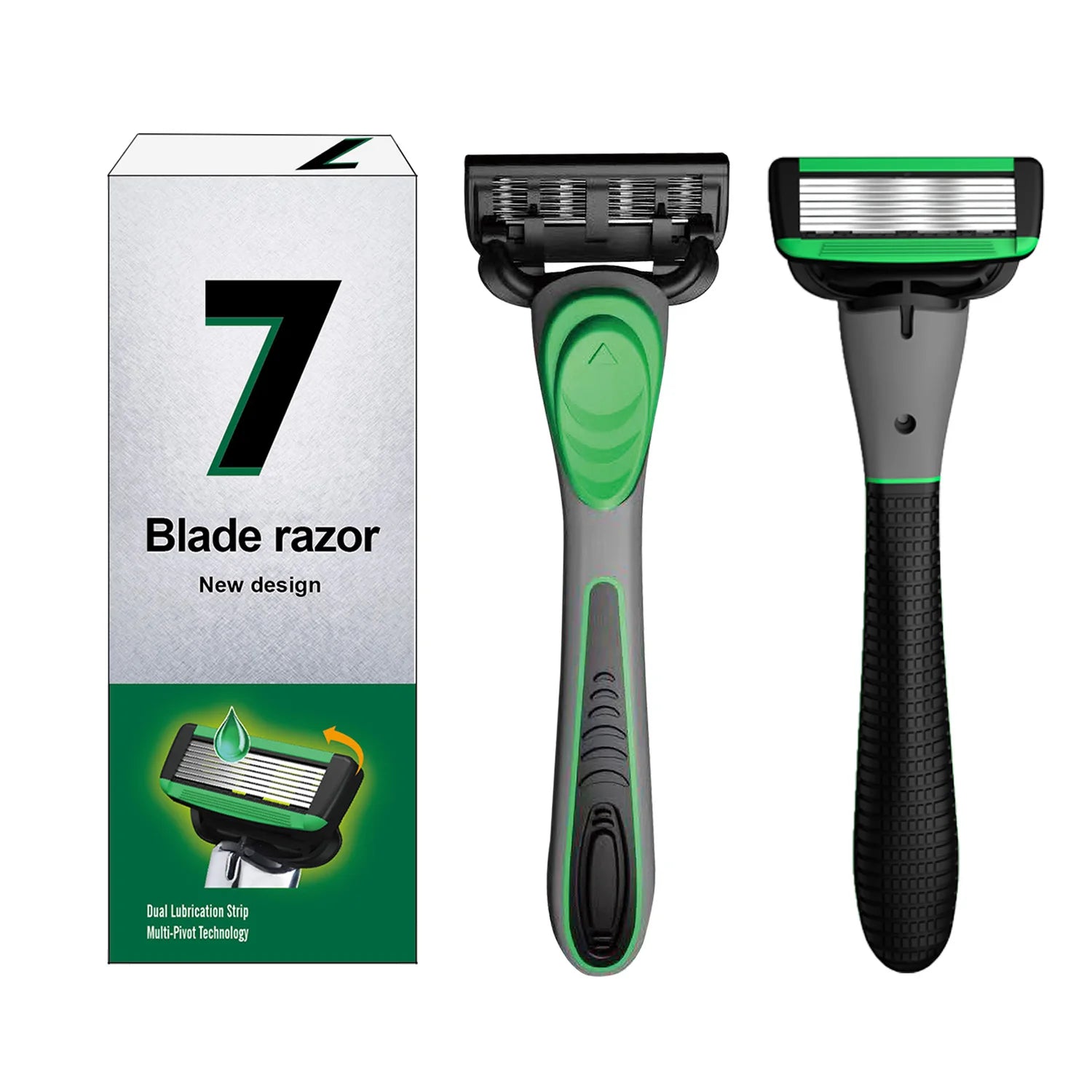 Men's 7-Layer Manual Razor Shaving Set with Replaceable Blades
