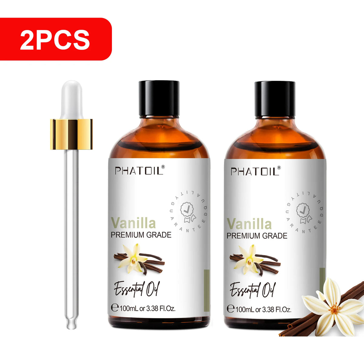 PHATOIL 100ml(3.38 fl.Oz) Eucalyptus Peppermint Tea tree Vanilla Bergamot Aromatherapy Essential Oil For Diffuser,Candle Making