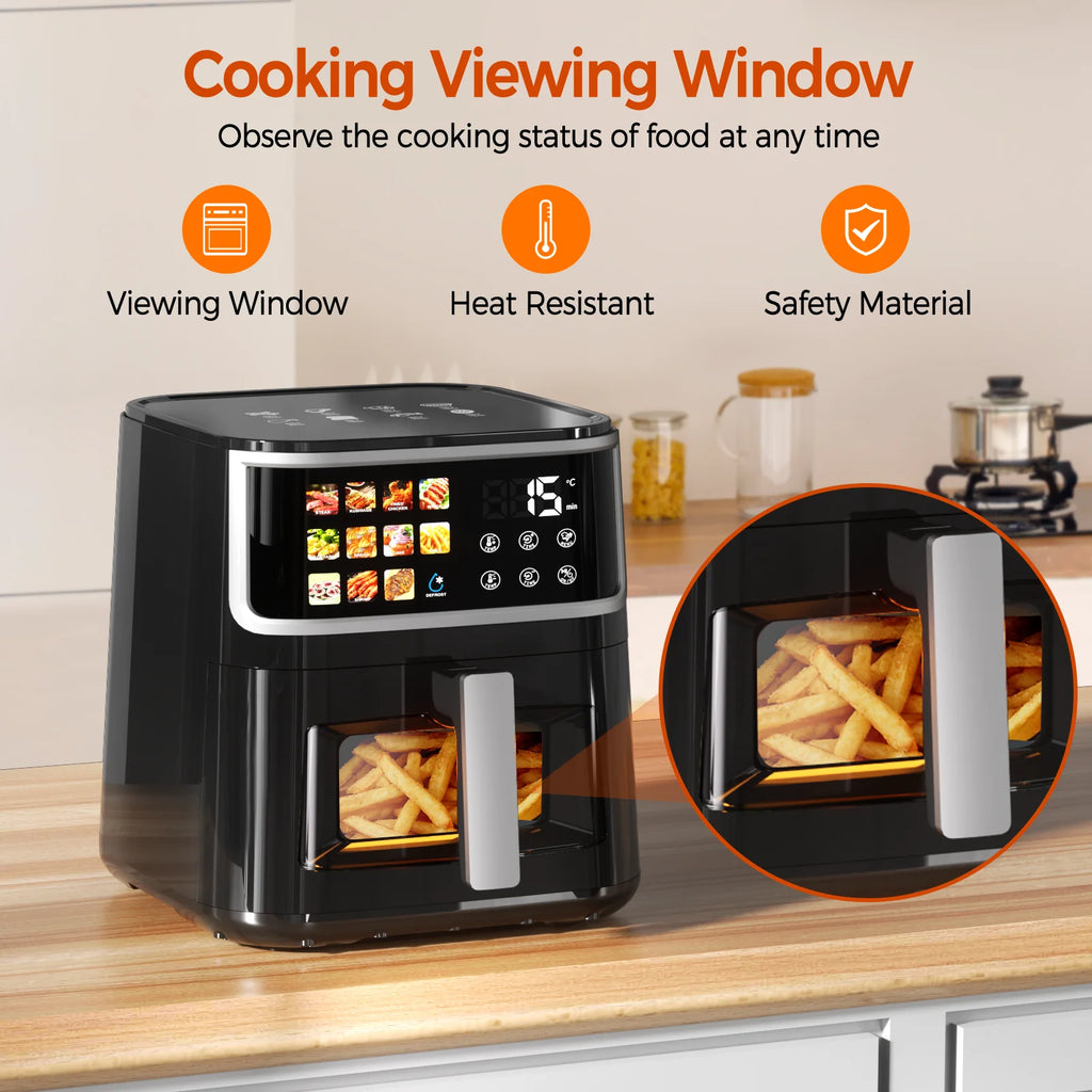 Smart Air Fryer 8L 1700W with Led Touch Screen 11 Preset Functions Max 200°C