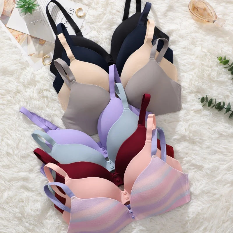 Ice Silk Seamless Wireless Bra Women Push Up Comfort Underwear 3/4 Cup Deep