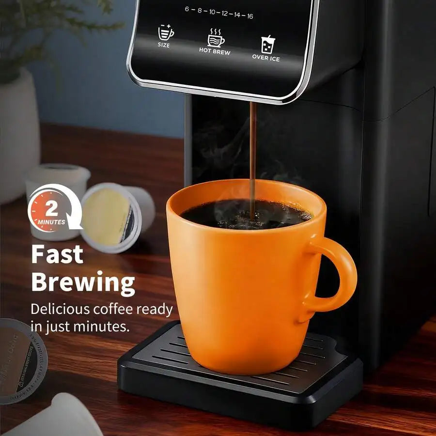 2-In-1 Coffee Maker - Capsule & Ground Compatible With Reusable Filter,