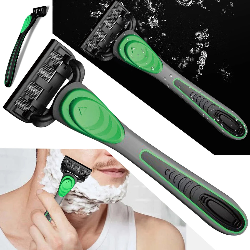 Men's 7-Layer Manual Razor Shaving Set with Replaceable Blades