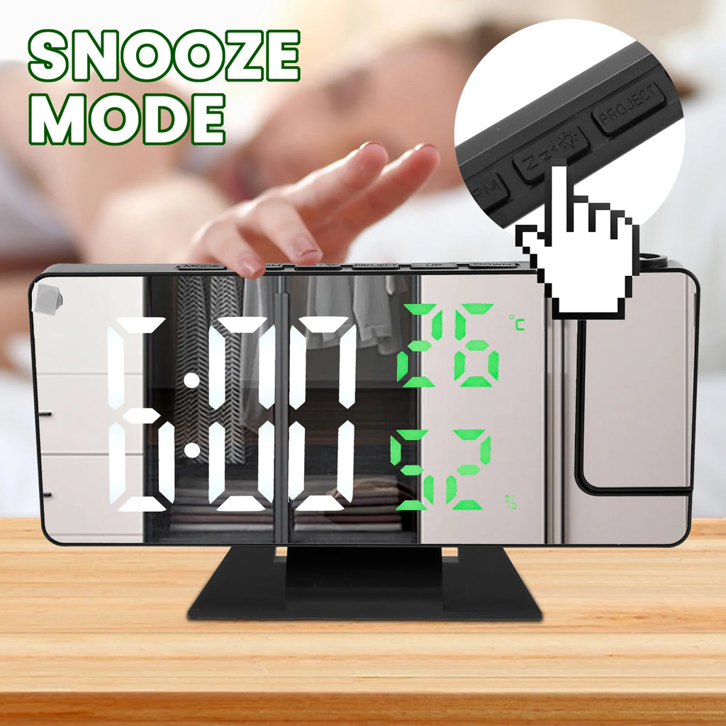 Digital Alarm Clock 12/24H Ceiling Projection Alarm