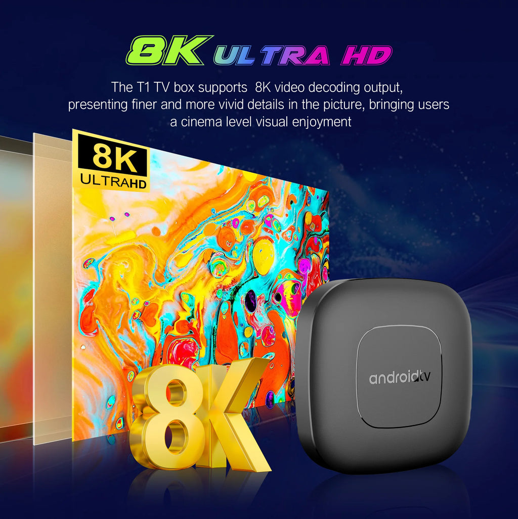 2026 Smart Android 16 TV Box T1 RK3518 Quad Core WiFi 2.4G/5G
