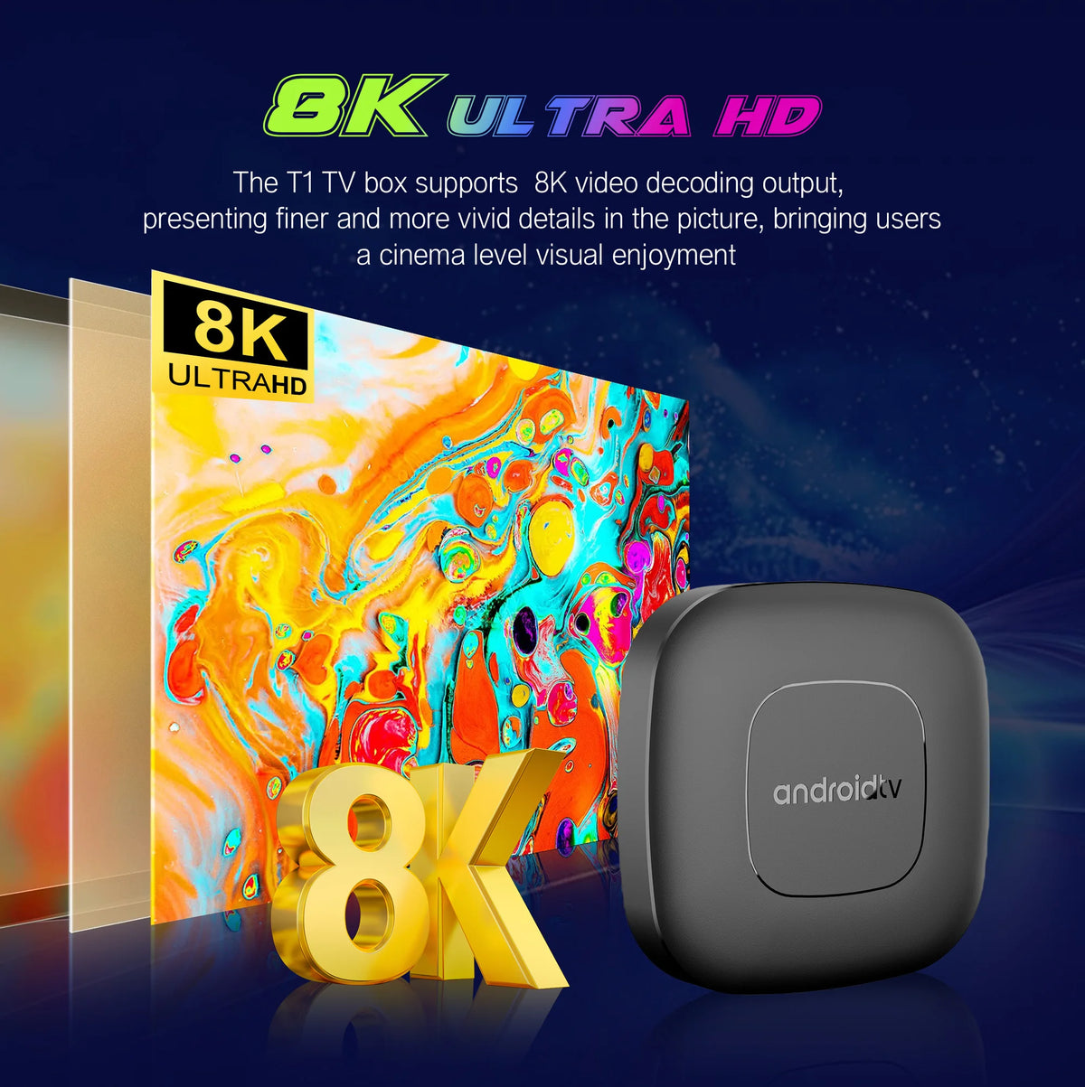 2026 Smart Android 16 TV Box T1 RK3518 Quad Core WiFi 2.4G/5G