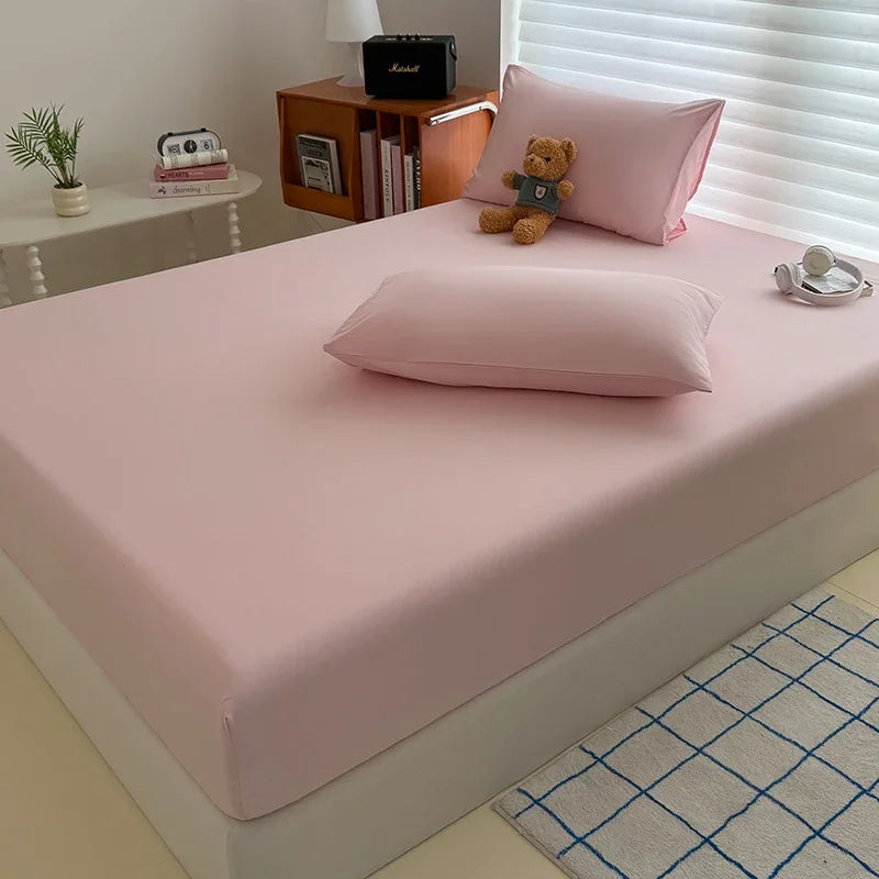 Washed Fitted Sheet with Elastic Bands Non Slip Adjustable Mattress Cover