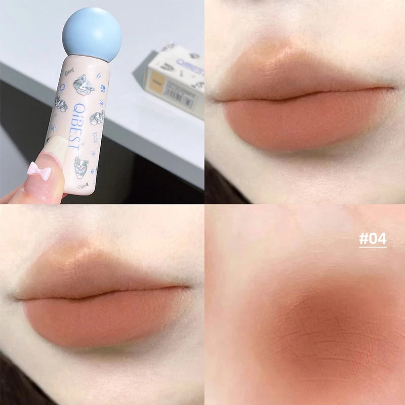 QIBEST Nude Matte Lip Mud Waterproof Non-stick Liquid Lipstick