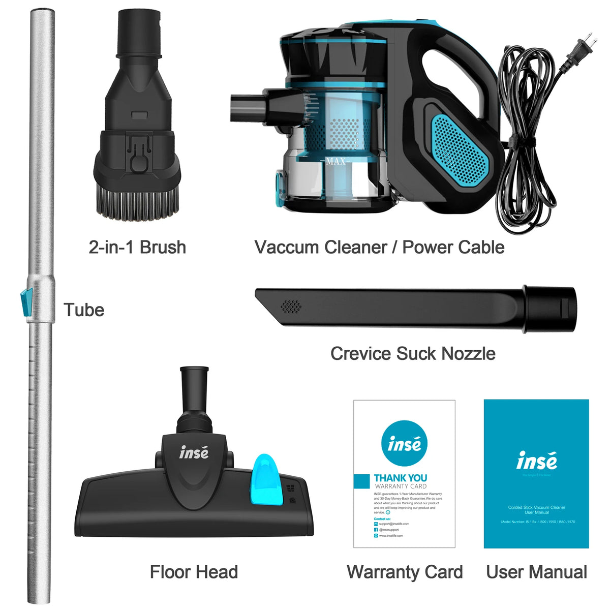 INSE I5 Corded Vacuum Cleaner, 600W 18Kpa 6M Long Cord Stick Vacuum for Household Cleaning