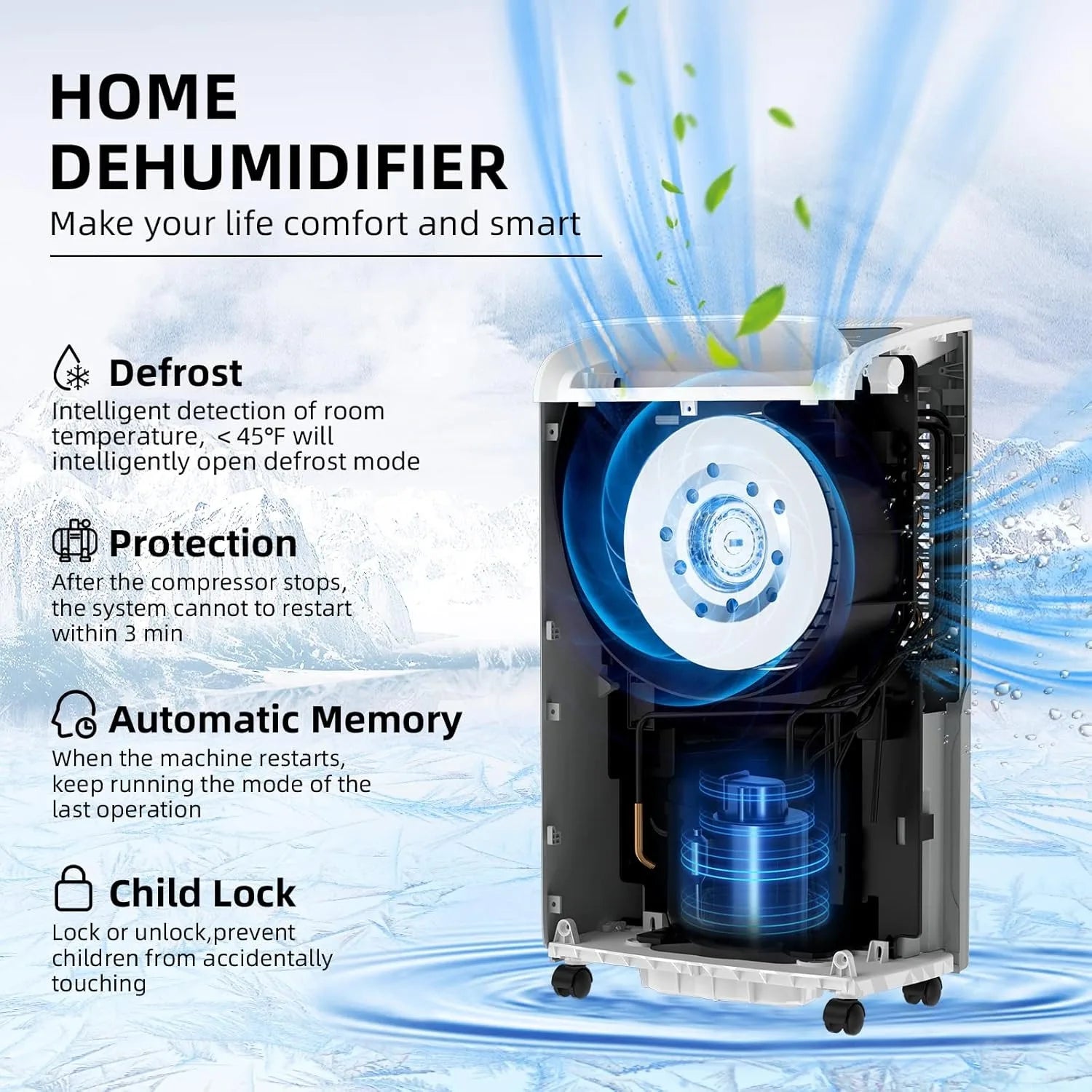 AIRPLUS 70 Pint Dehumidifier for Home Basements Large Room, 4500 Sq.