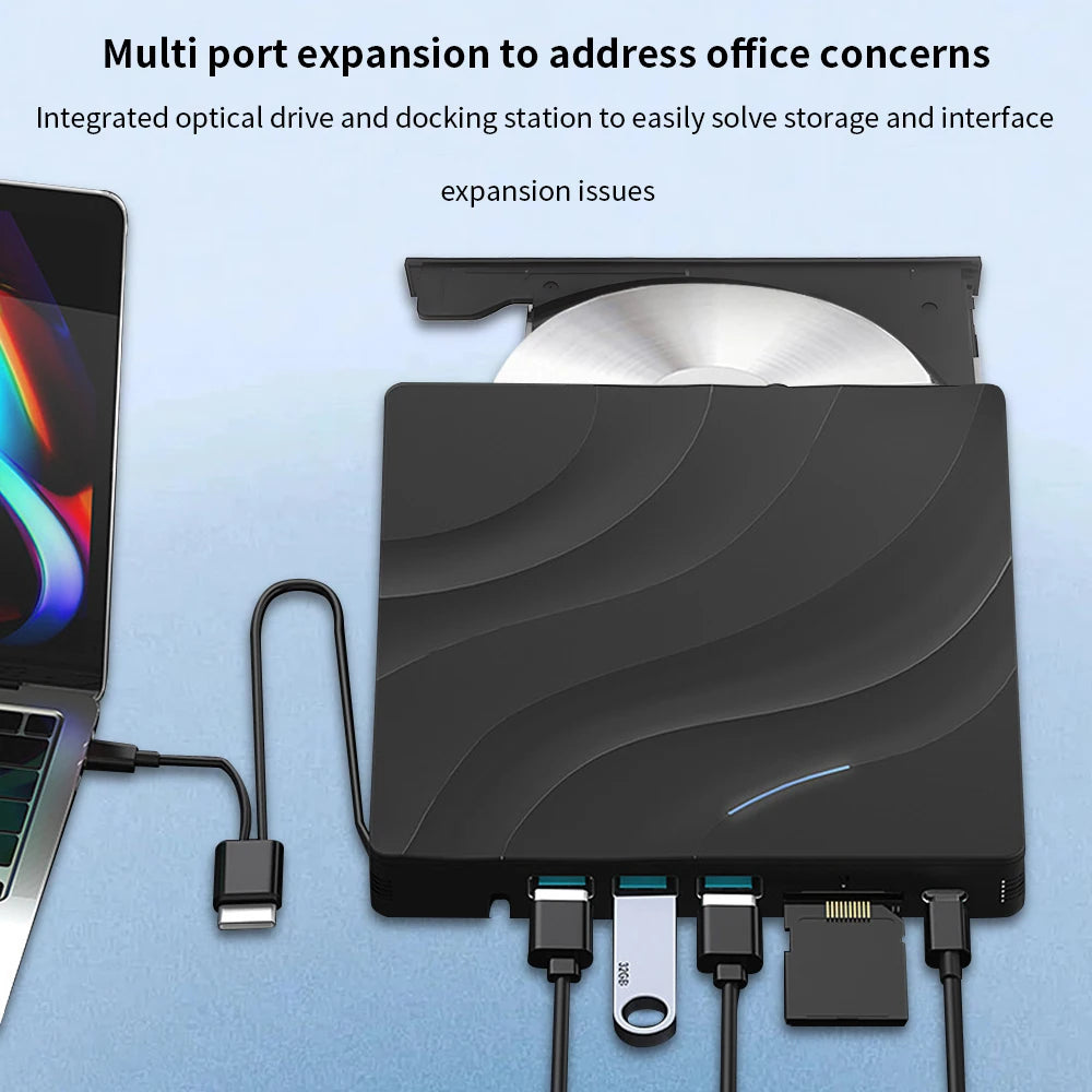 TISHRIC USB 3.0 Type-C External CD DVD Drive CD DVD Burner Reader