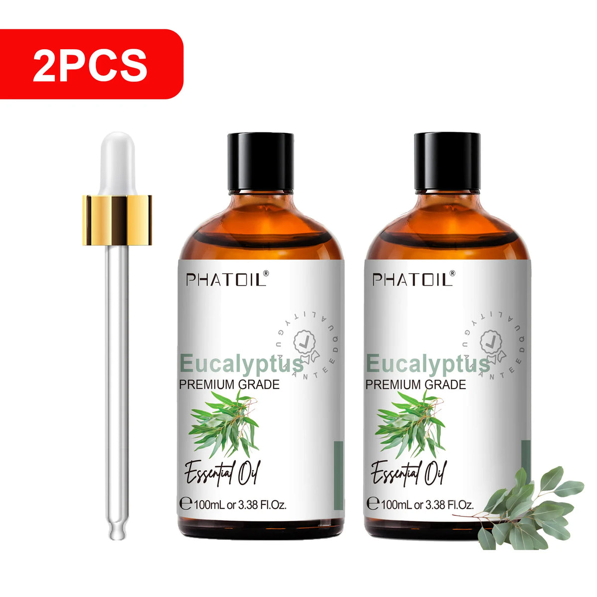 PHATOIL 100ml(3.38 fl.Oz) Eucalyptus Peppermint Tea tree Vanilla Bergamot Aromatherapy Essential Oil For Diffuser,Candle Making