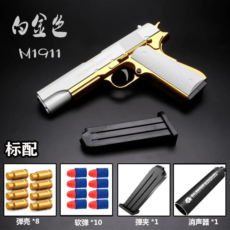 Children Toy Gun M1911 Soft Bullet Pistol Shell Ejecting