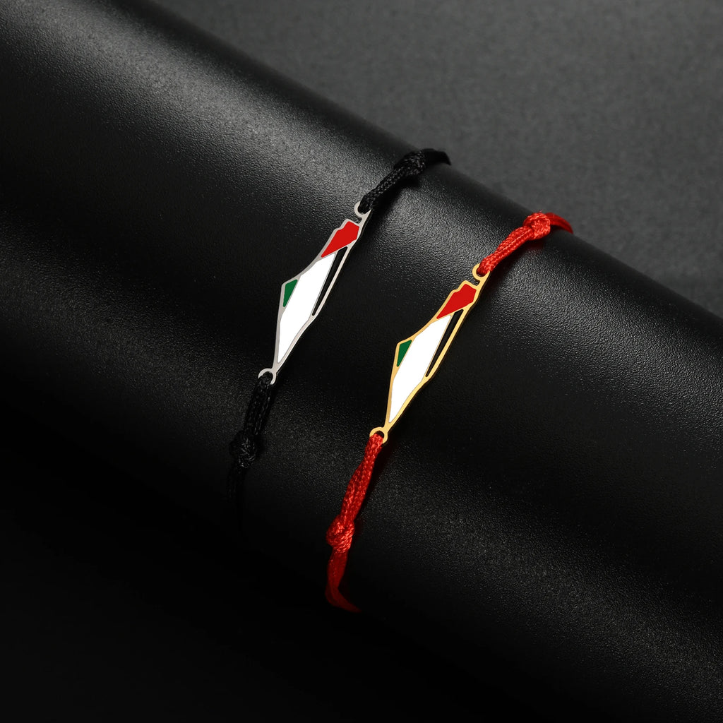 COOLTIME Palestine Map Charm Women Bracelets Stainless Steel Adjustable Double Layer Men Geography Bracelet jewelry Wholesale