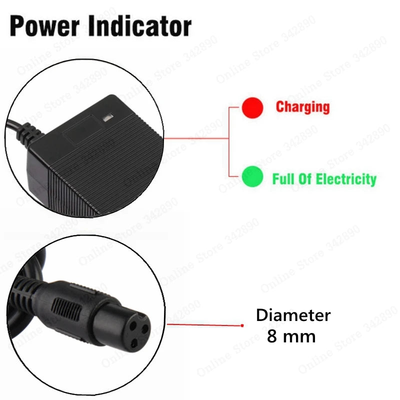 42V 2A Universal Battery Charger,100-240VAC Power Supply for Self Balancing Scooter hoverboard charger