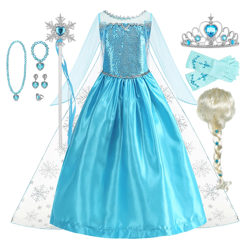2026 Vestidos Snow Queen Princess Dress Girls
