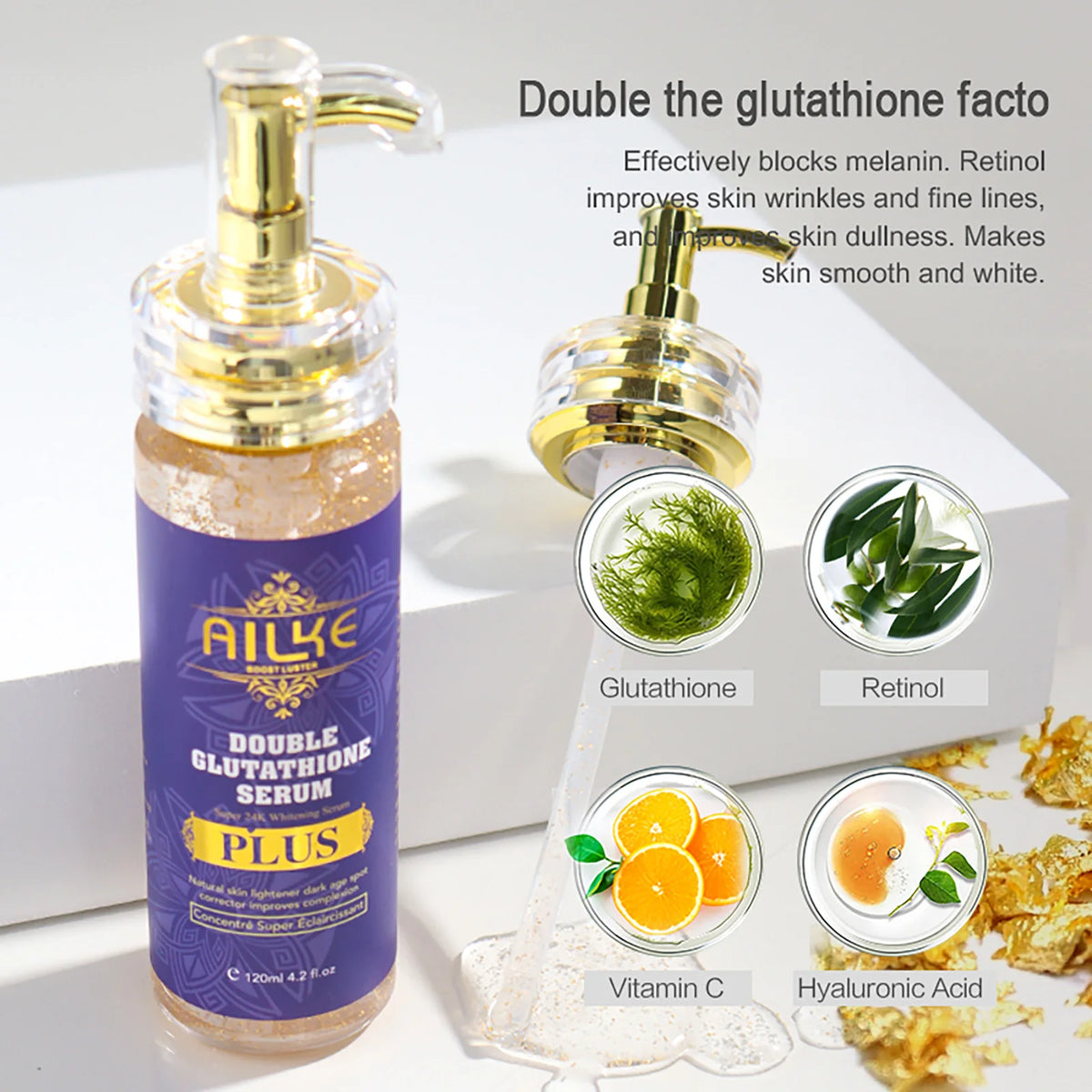AILKE Double Glutathione Plus Whitening Serum For All Skin Types,