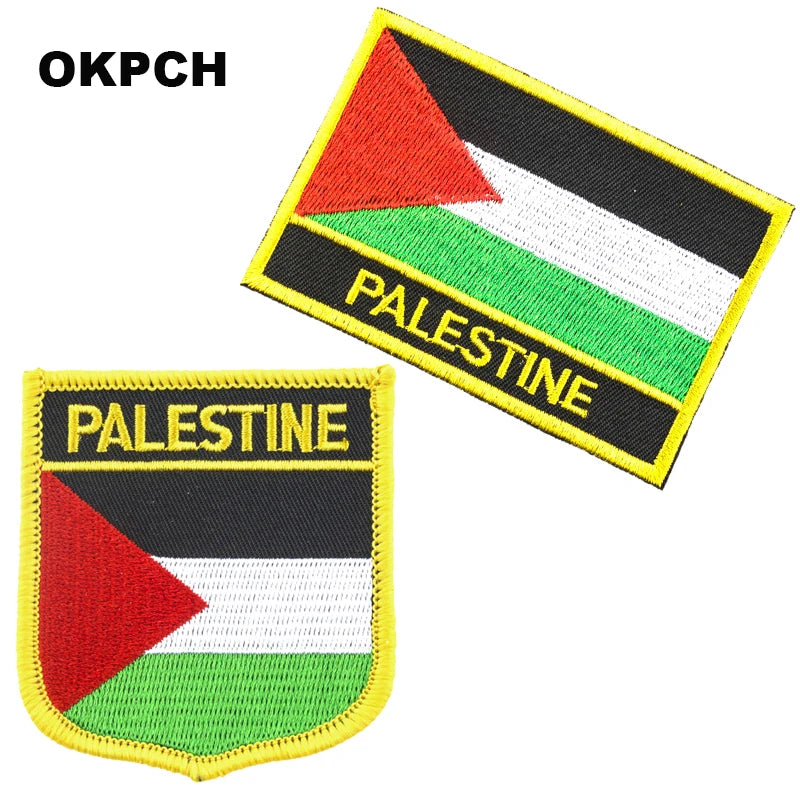Palestine National Flag Embroidered Iron on Patches for Clothing Metal badges PT0130-3
