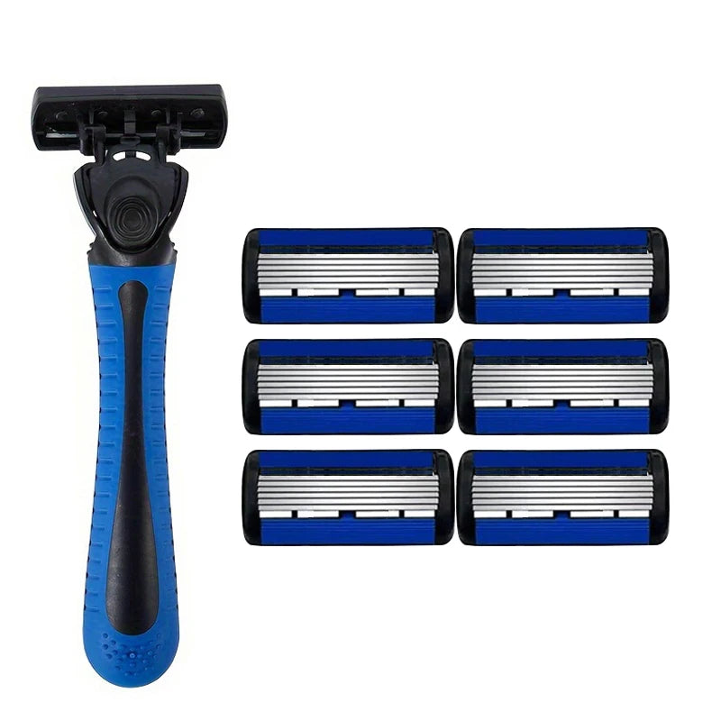 6-layer Stainless Steel Blade Men Razor Washable For Travel For Home
