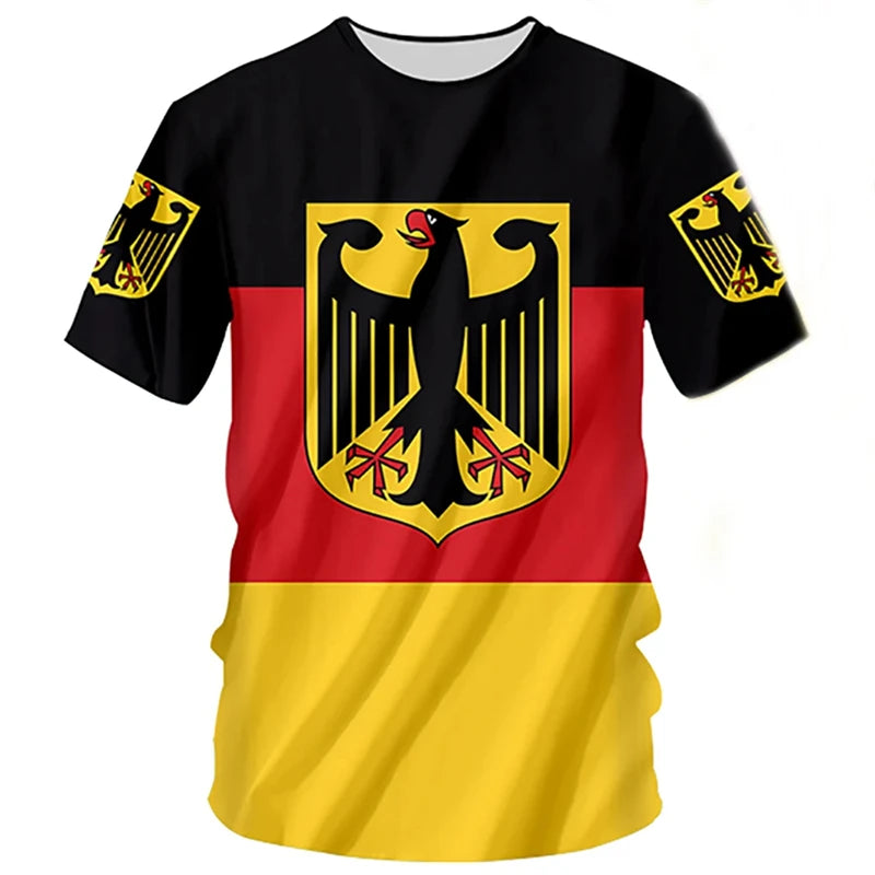 Germany National Flag Harajuku Graphic Men's T-shirts Summer Quick Dry Material Tops Fashion O-neck Oversized Short-sleeved Tees