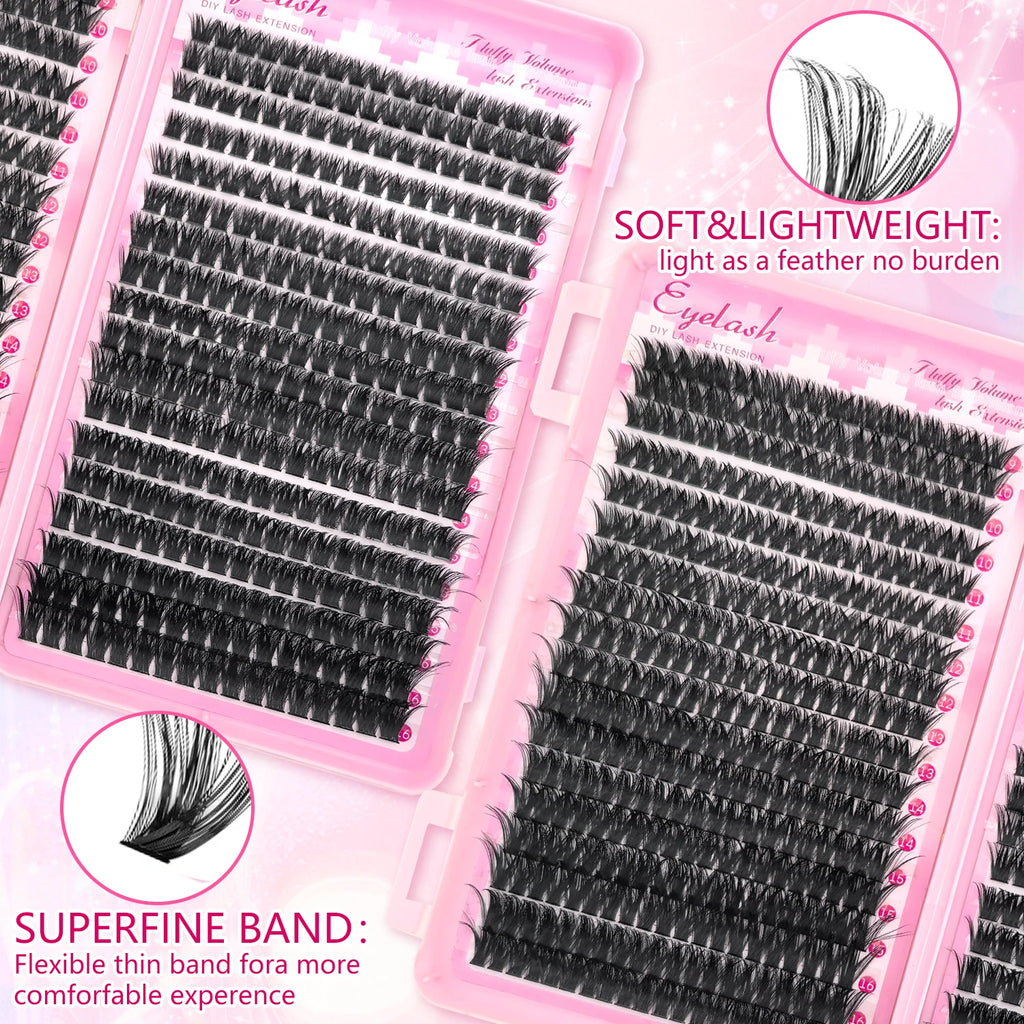 720 Cluster 30-100D Lashes Kit – 3 Sizes, Mix-&-Match Lengths for Custom Volume! Buildable, Fluffy Glam
