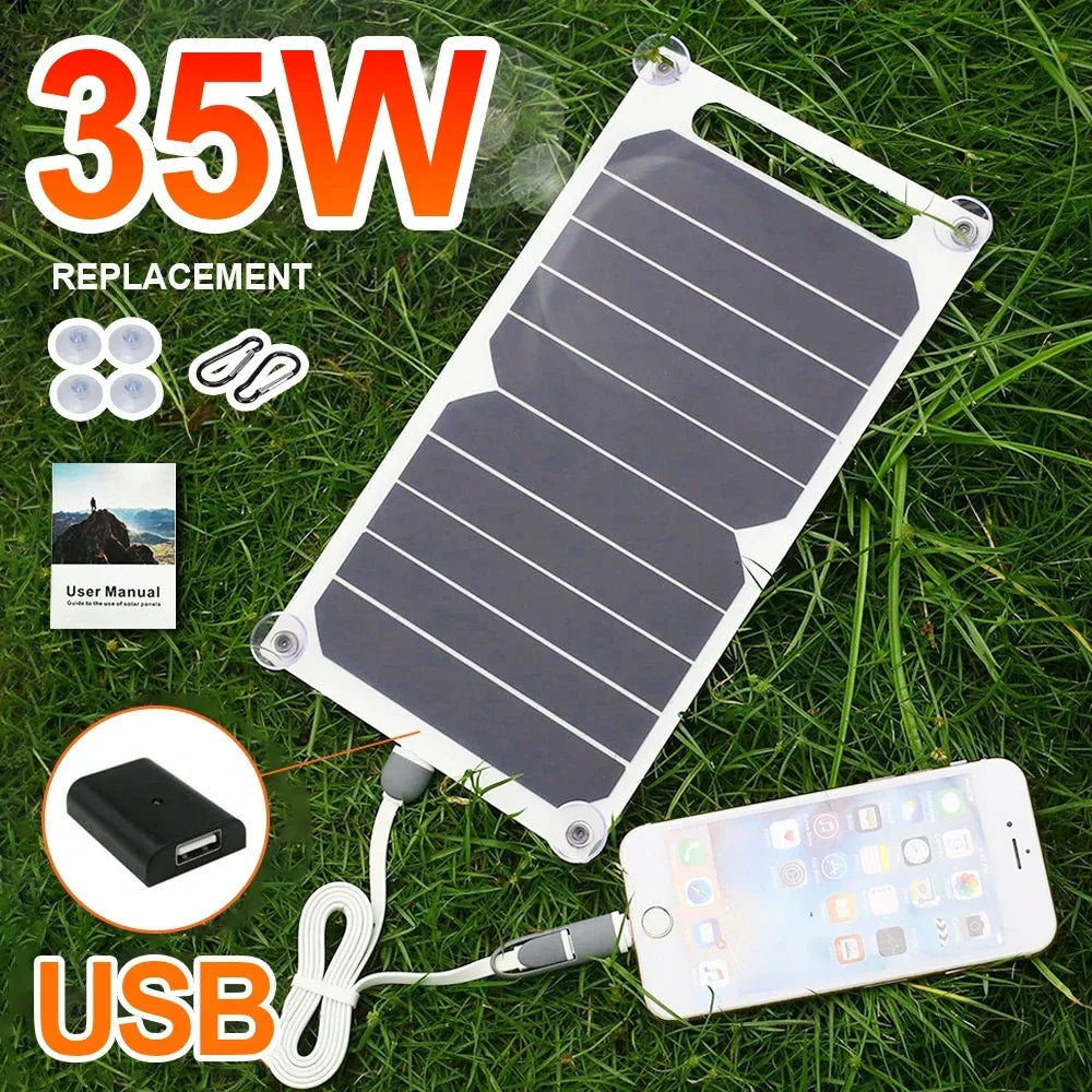 5V Flexible Solar USB Charger Photovoltaic Power Soft Panel Emergency Outdoor Charger for Mobile Phone Fan Power Bank Must-Have