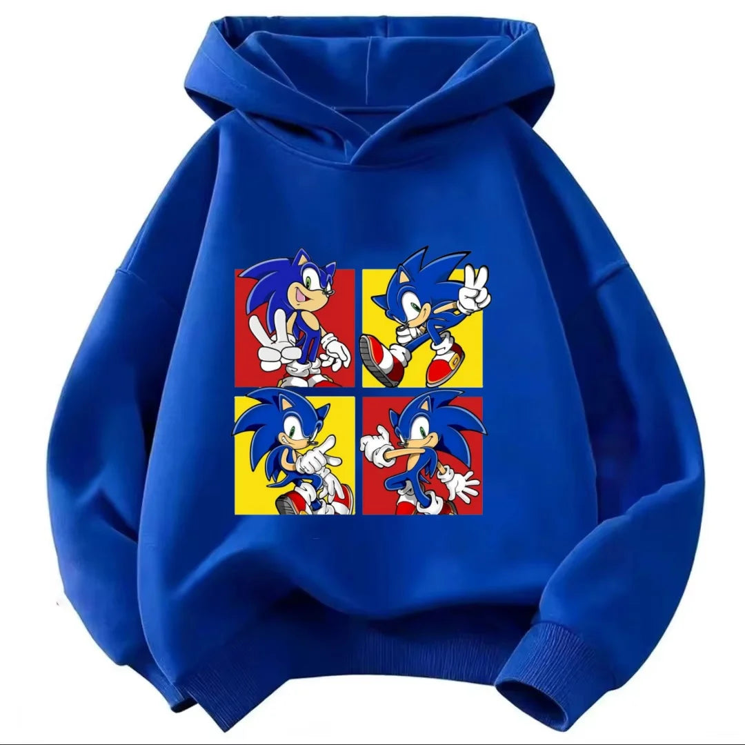 2026 Kids Thick Hoodie with Cute Sonic Anime Pattern