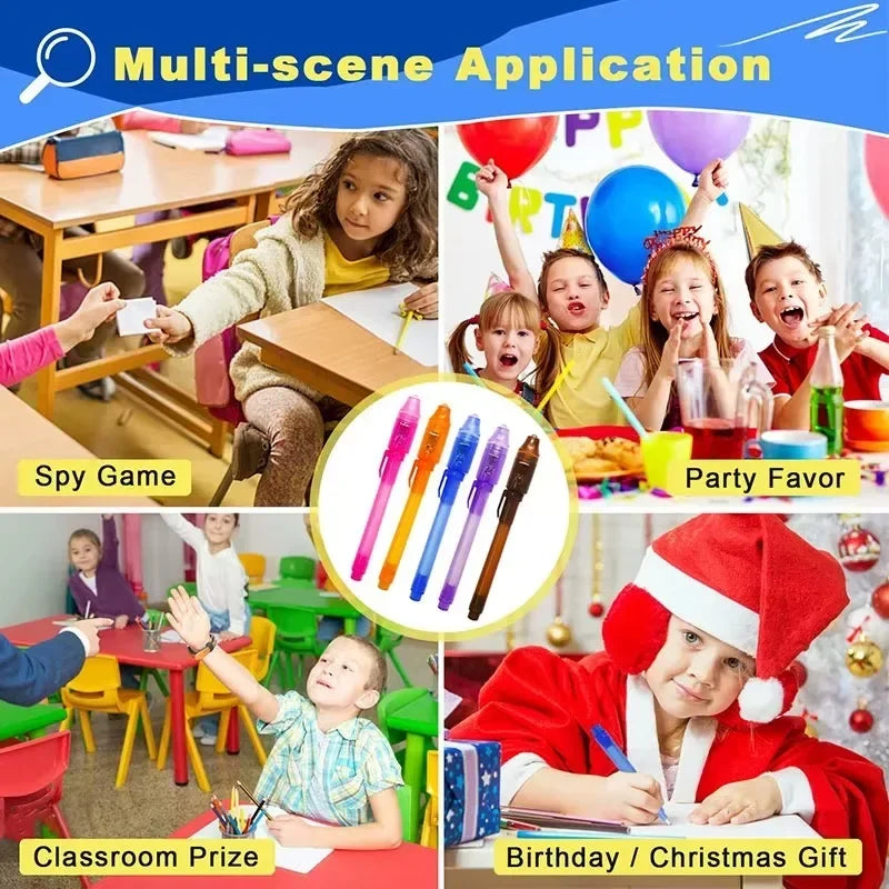4-12pcs Invisible Ink Pen Spy Pen with UV Light Magic Marker