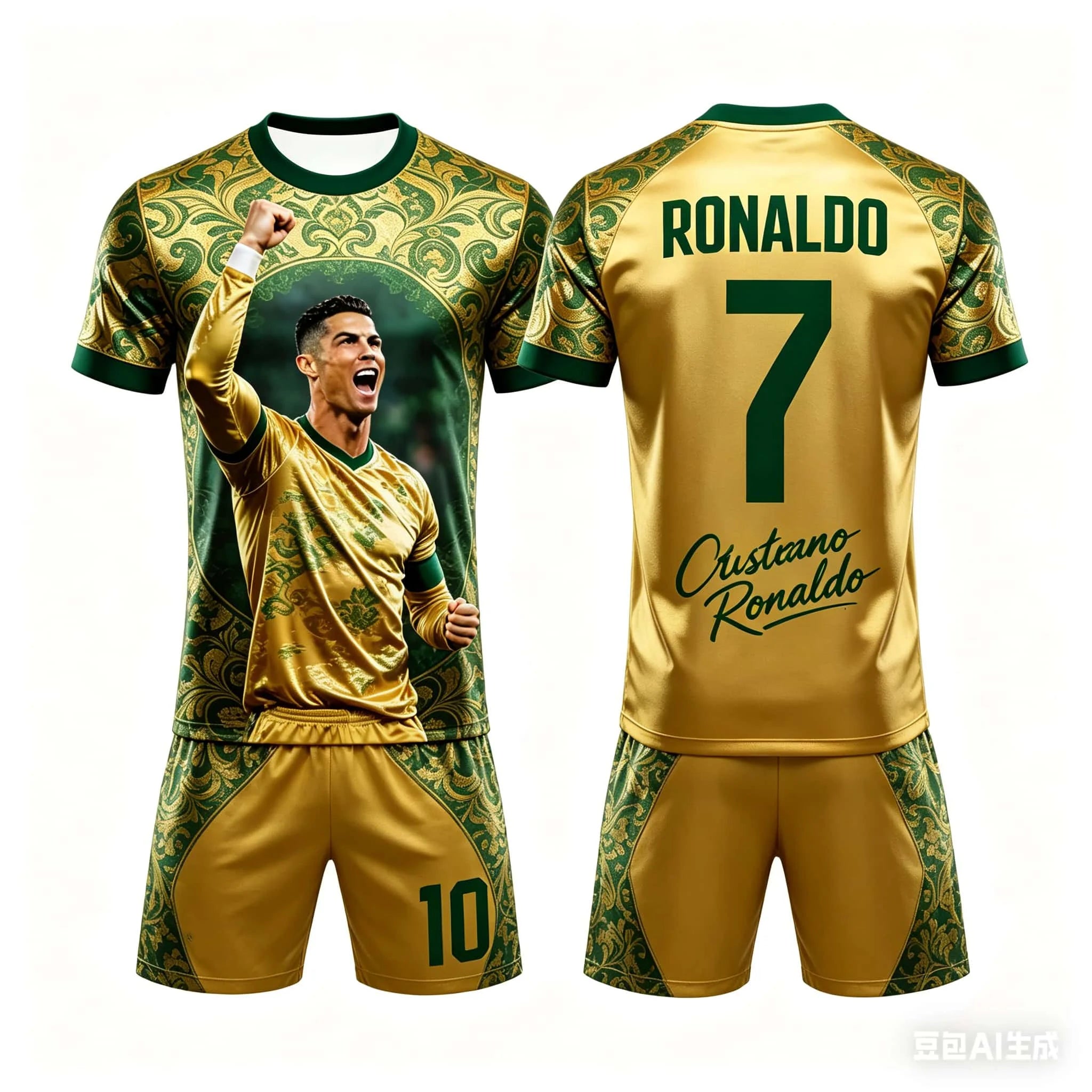 Popular 2026 AI # 7 Ronaldo Summer Children's Adult Set Parent Child Short Sleeve Shorts Football Shirt Couple Style Unisex