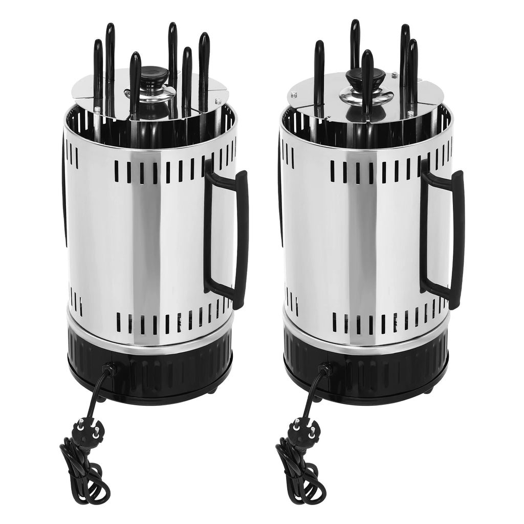 1000W Vertical Electric Grill 5/6 Skewer Stainless Steel Auto Rotating Kebab Machine with Oil Drip Pan for Kebobs Shawarma BBQ