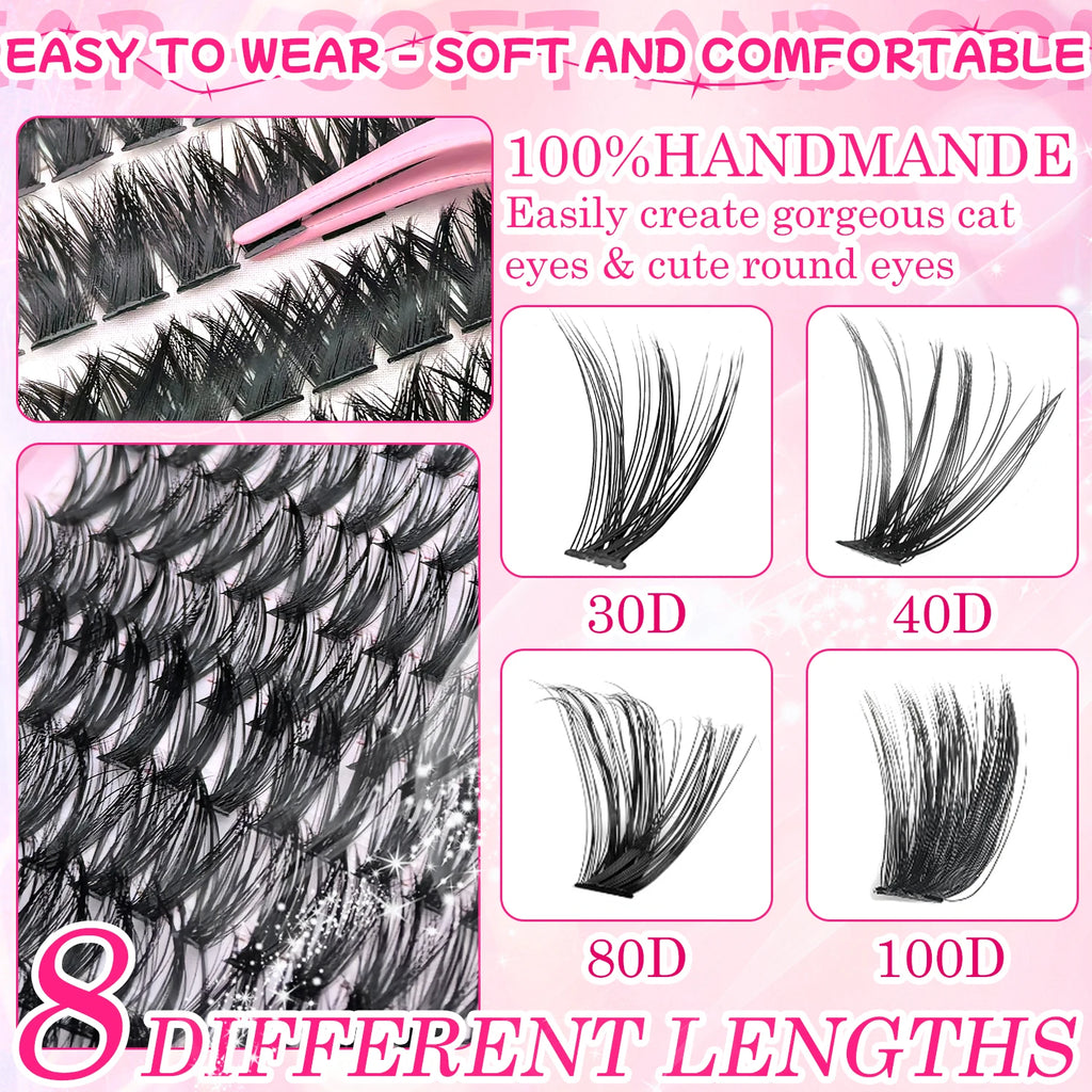 720 Cluster 30-100D Lashes Kit – 3 Sizes, Mix-&-Match Lengths for Custom Volume! Buildable, Fluffy Glam