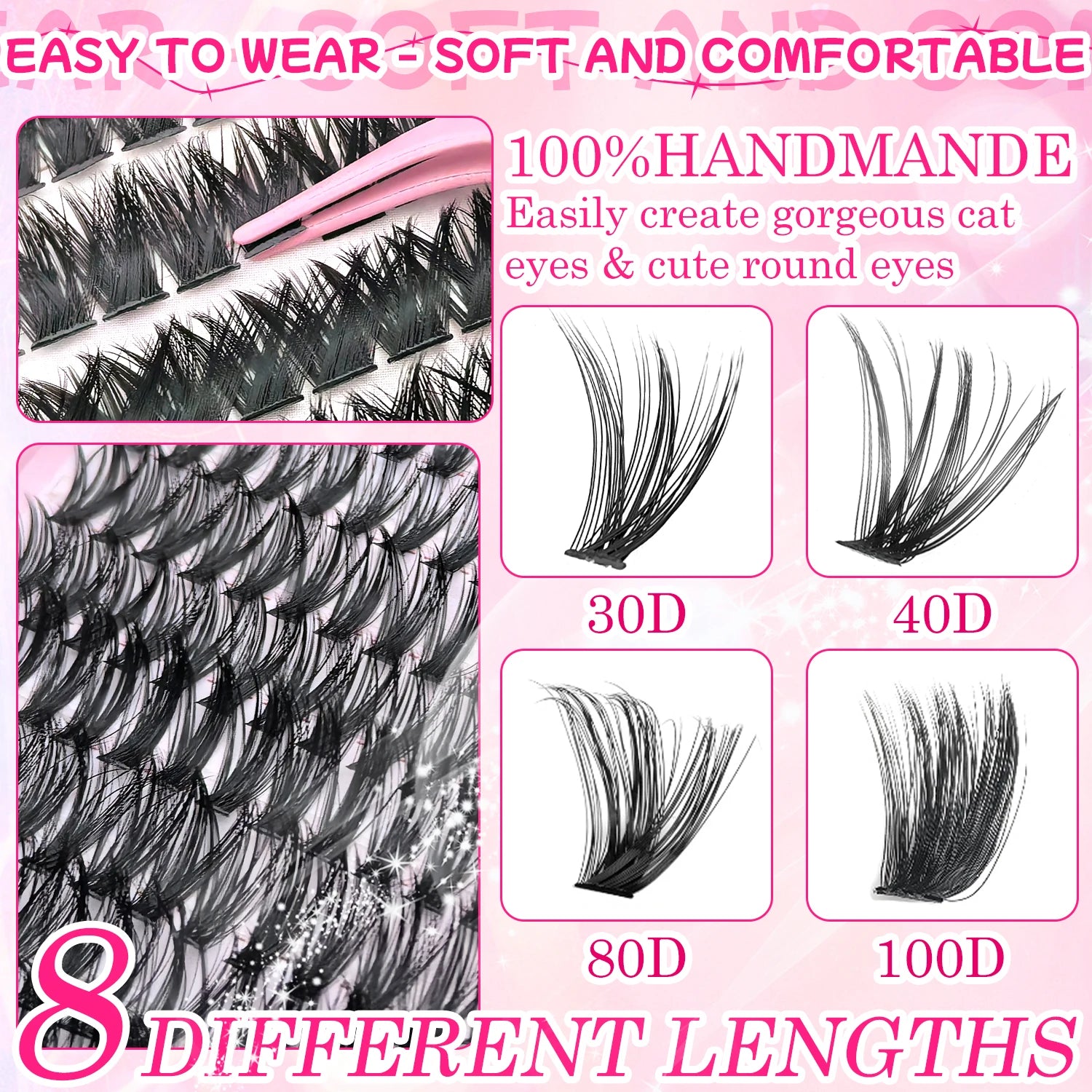 720 Cluster 30-100D Lashes Kit – 3 Sizes, Mix-&-Match Lengths for Custom Volume! Buildable, Fluffy Glam