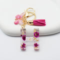 1PC Fashion Easter Alphabet Keychain - Dried Flower Resin Charm, A-Z Initial Pendant Butterfly Tassel, Non-Woven ABS Gift