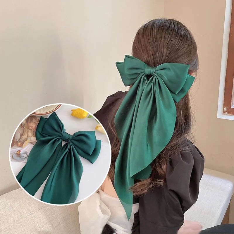 Solid Color Bow Ribbon Hair Clip New Women Large Bowknot Barrettes