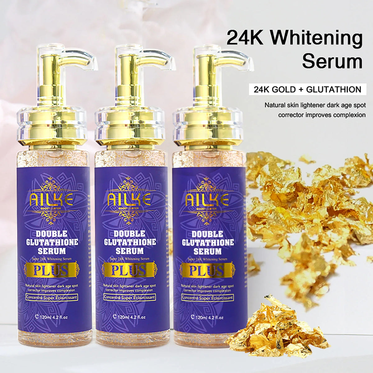 AILKE Double Glutathione Plus Whitening Serum For All Skin Types,