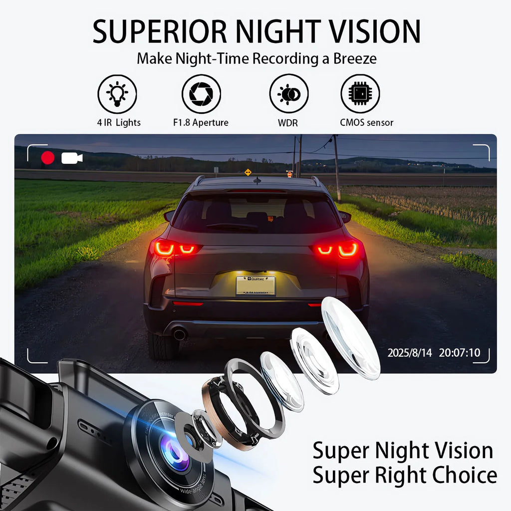 FHD 1080P 4 Channel Full HD Car DVR Wifi Dash Cam 4 Cameras Dashcam Video Recorder Night Vision Black Box Cabin 24H Parking