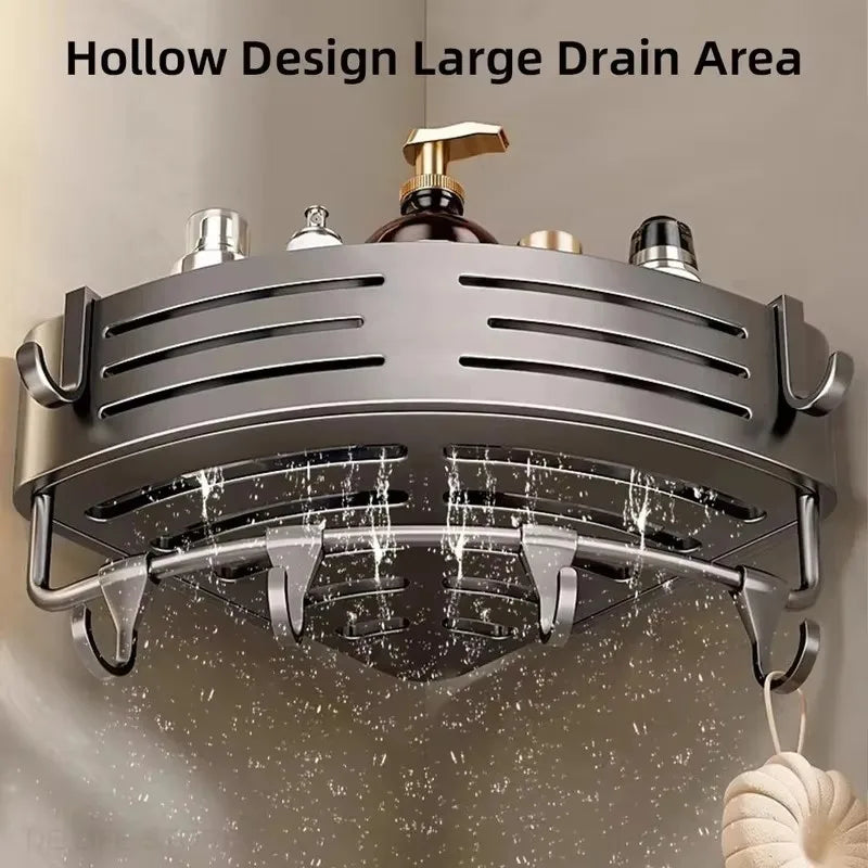 Drill-Free Aluminum Corner Shelf for Bathroom