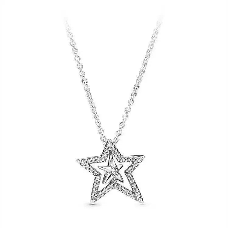 Fashionable Heart Pendant Necklace S925 Pure Silver Zircon