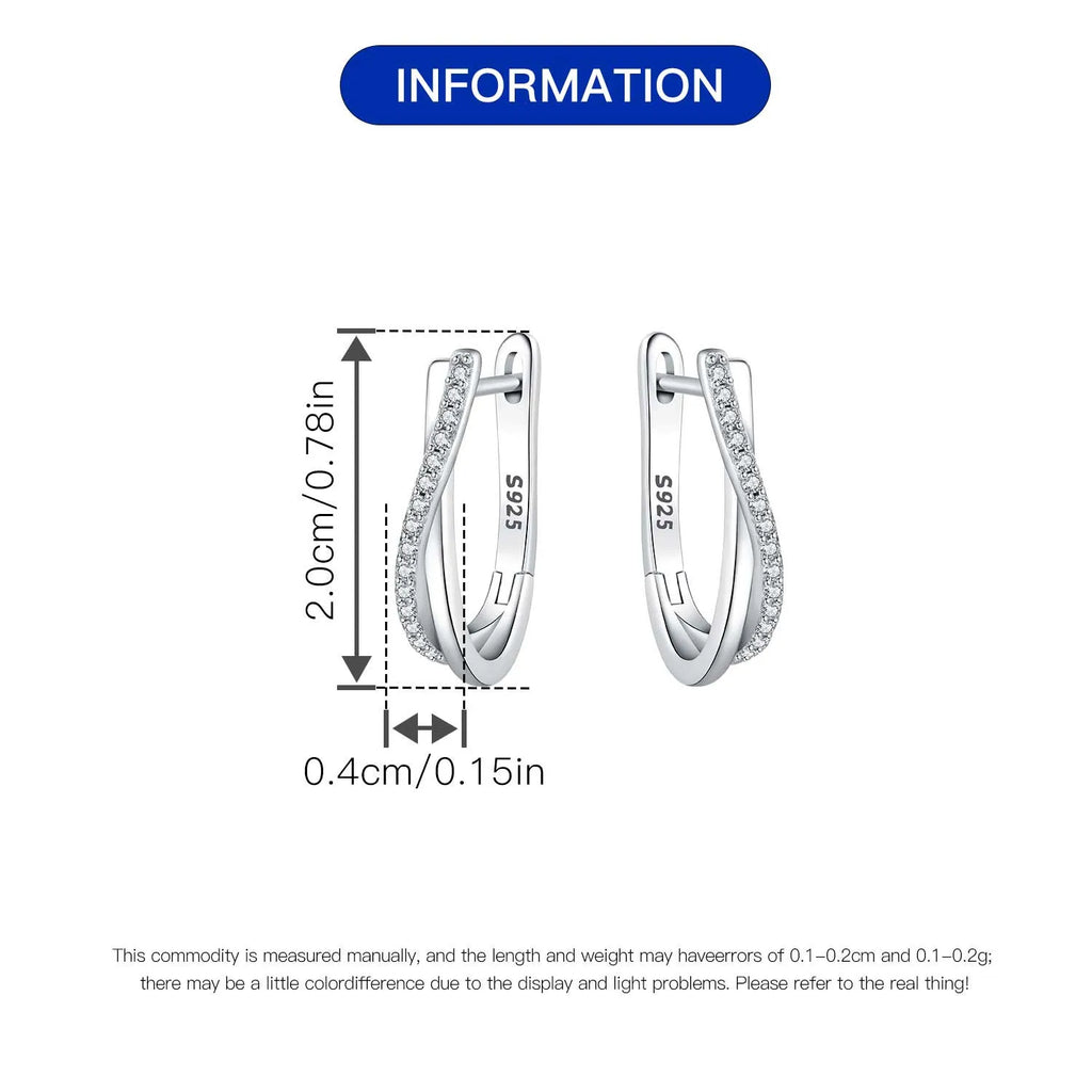 925 Sterling Silver Star Twisted Line Earrings Jewelry