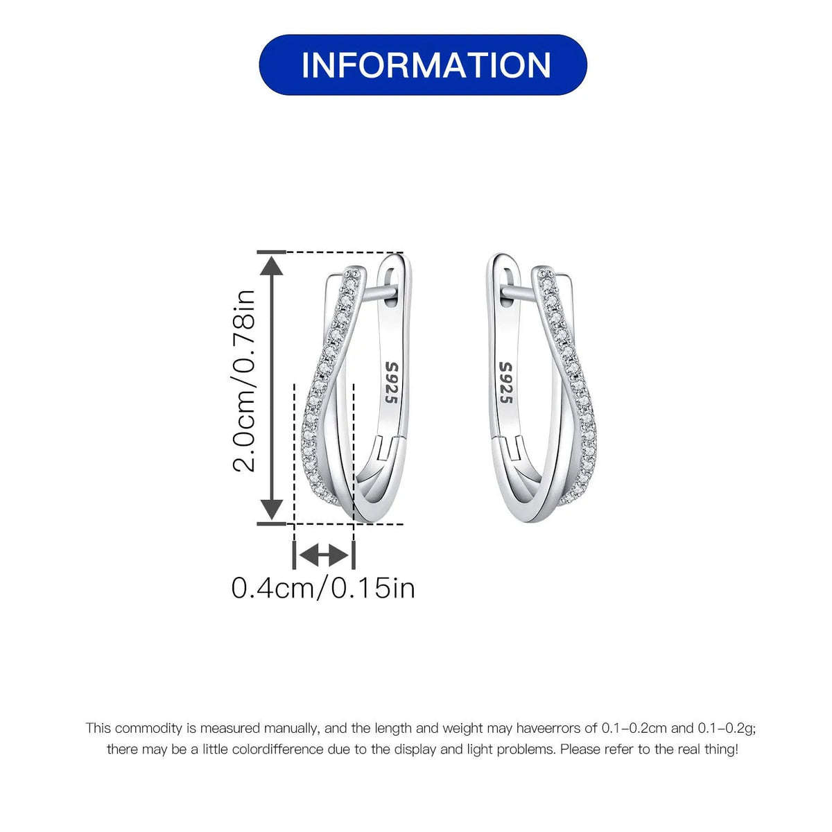 925 Sterling Silver Star Twisted Line Earrings Jewelry