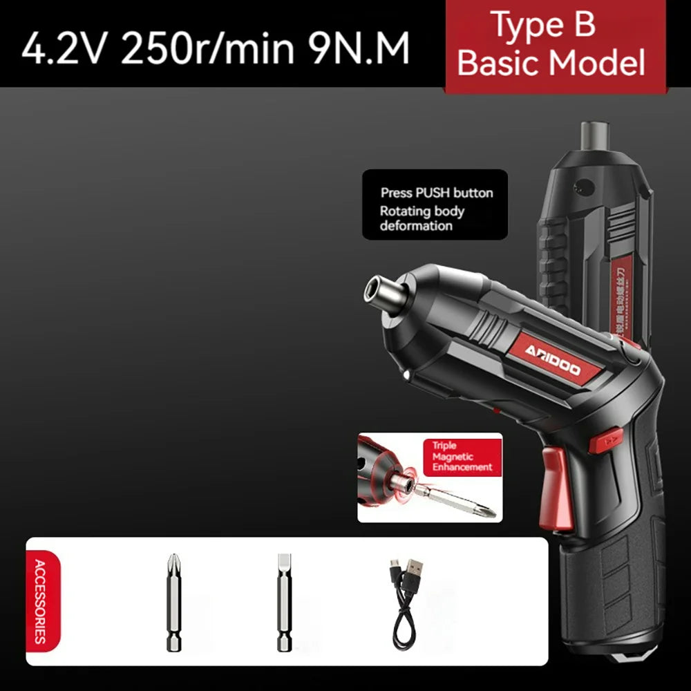 4.2V 6Nm 1300mAh 250rpm Electric Screwdriver Set Cordless Screwdriver Rechargeable Drill Kit Household Mini Drills Screwdrivers