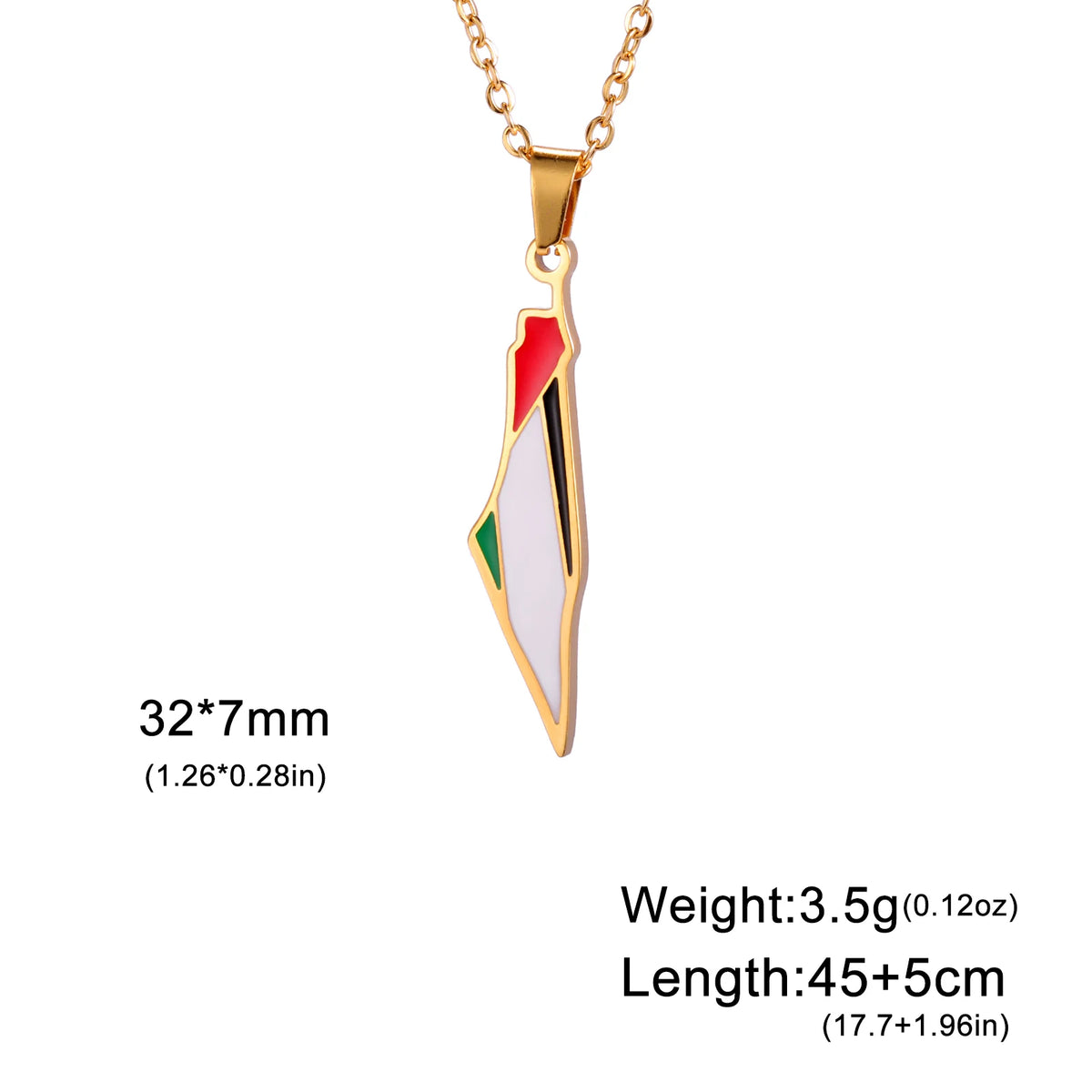 Lucktune Palestine Flag Map Enamel Pendant Necklace for Women Men Stainless Steel Map Geography Chain Necklace Jewelry Gift New
