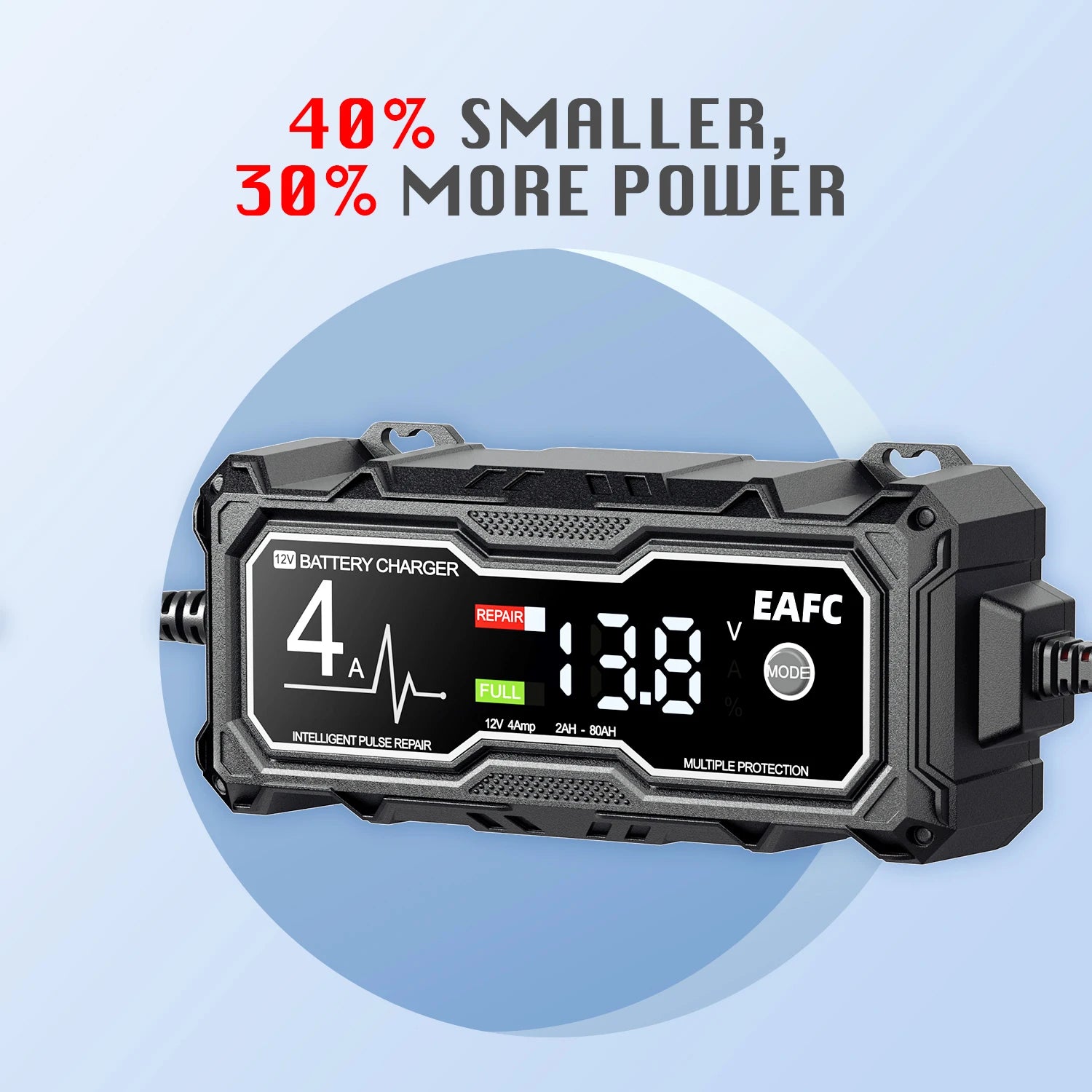 EAFC 12V 4A Car MotorcycleBattery Charger LCD Display  Intelligent Chargers Multiple protection Pulse Repair AGM BatteryCharger